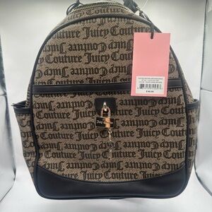 NWT dark brown with logo  lock and key Juicy Couture backpack